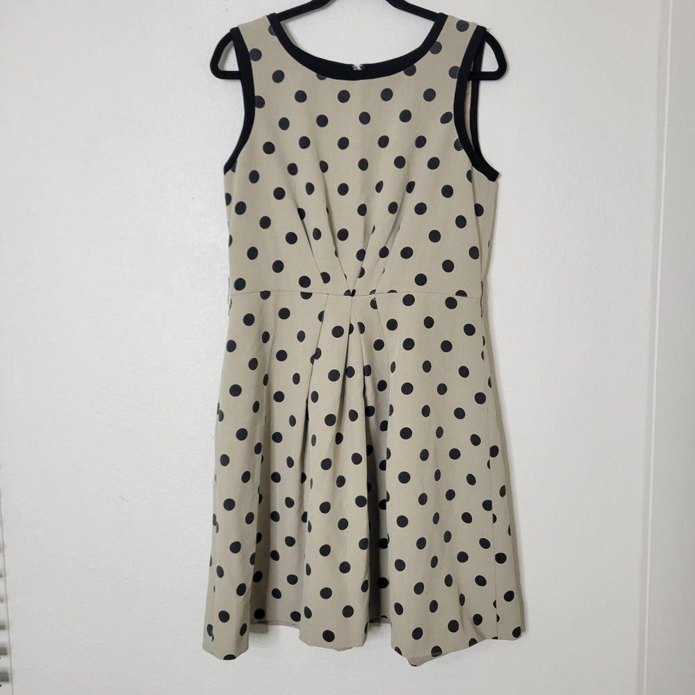 Sleeveless Beige Polka Dot A-Line Dress
